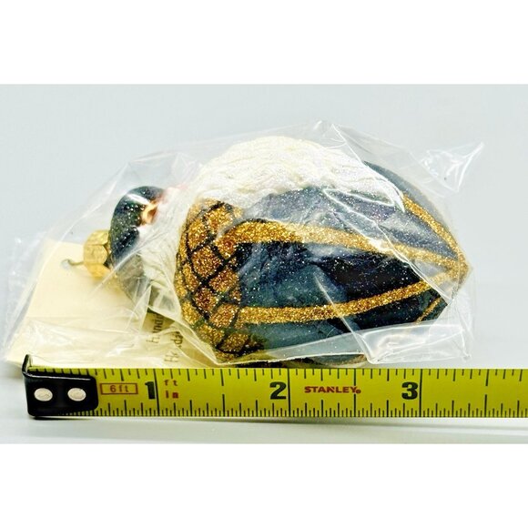 Patricia Breen Acorn Santa Black Gold #2211 Glass Christmas Ornament 2003 3.5" - Picture 6 of 6